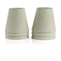 Fuloon 6 Piezas Pantalla de Tela Tejida para E14 lámpara de Vela de cristal-lámpara de Pared (Beige)